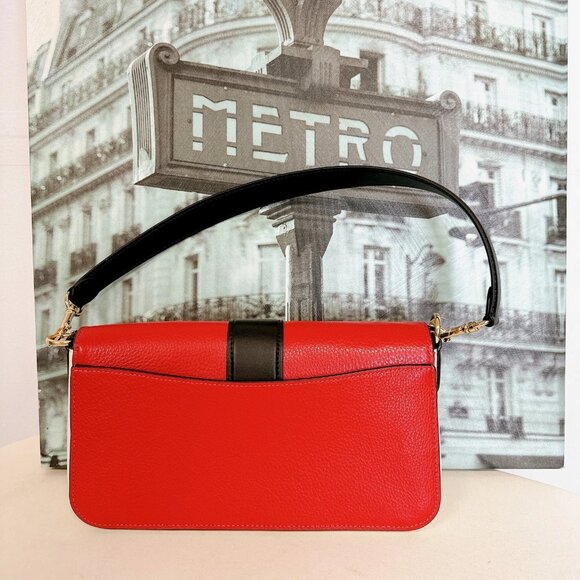 Coach 6019 Georgie Shoulder Bag In Colorblock IN Bright Poppy Multi - Picture 3 of 9